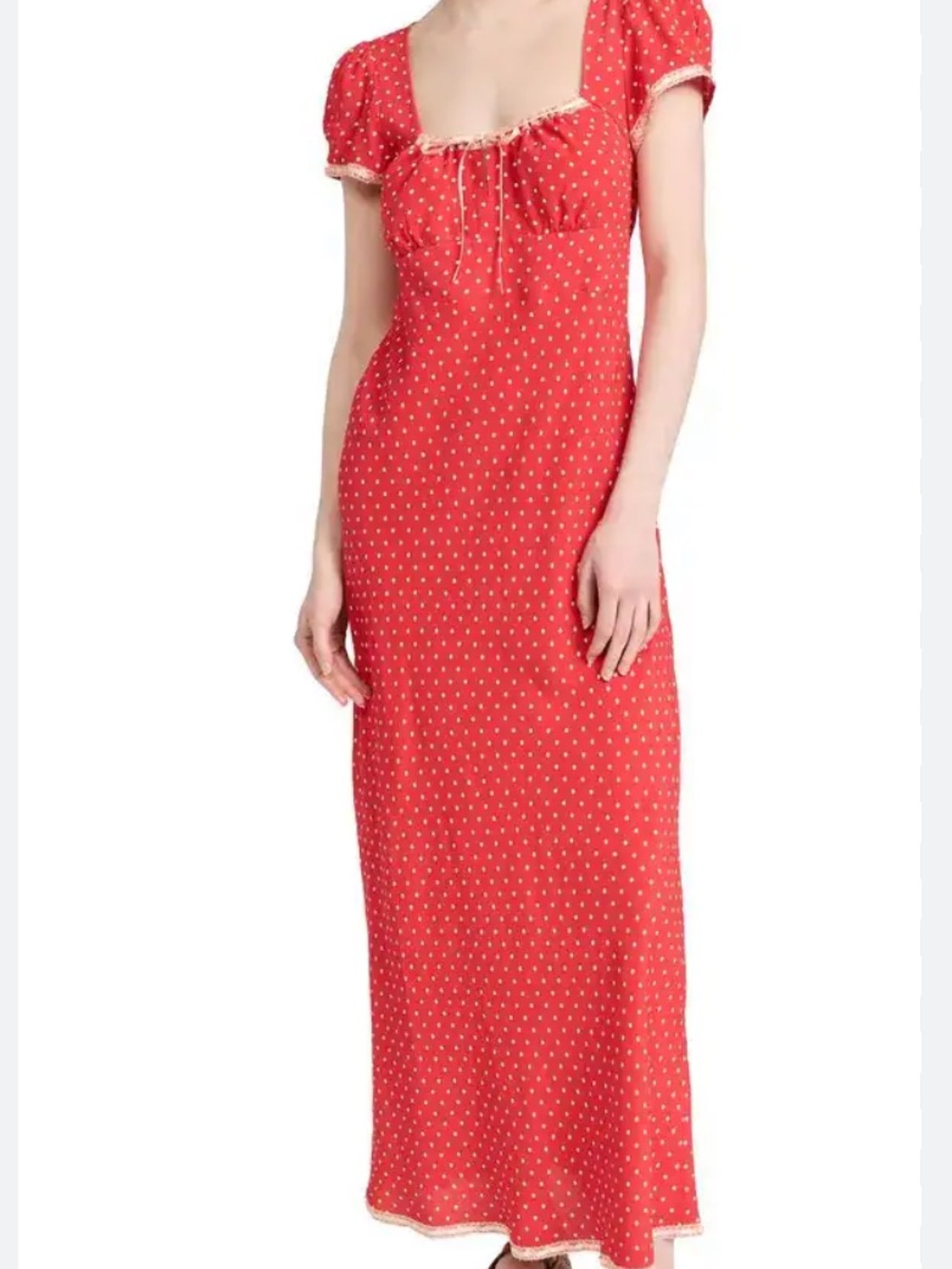 RIXO Marisa red polka dot maxi dress